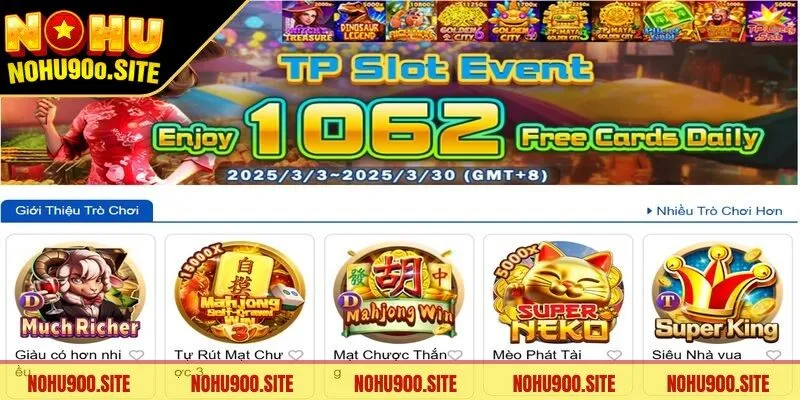 Kho game nổ hũ Nohu90 đa nội dung khiến bet thủ say mê